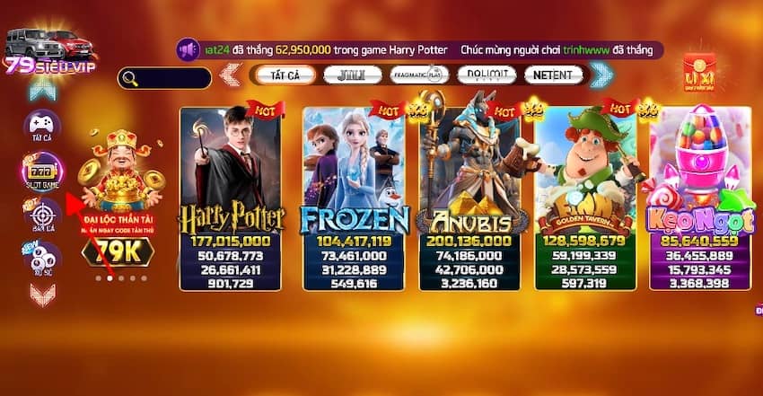 Chọn mục Slot Game 79Club ở giao diện chính